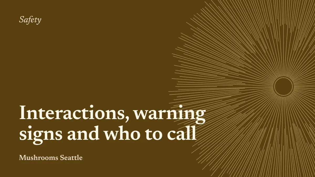 Spore-print illustration with the words: Interactions, warning signs and who to call